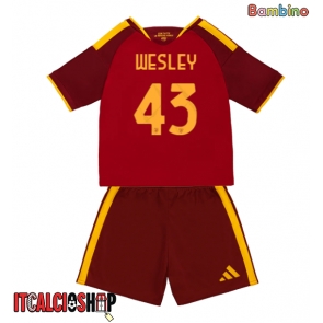 AS Roma Wesley Franca #43 Prima Maglia Bambino 2026-27 Manica Corta (+ Pantaloni corti)